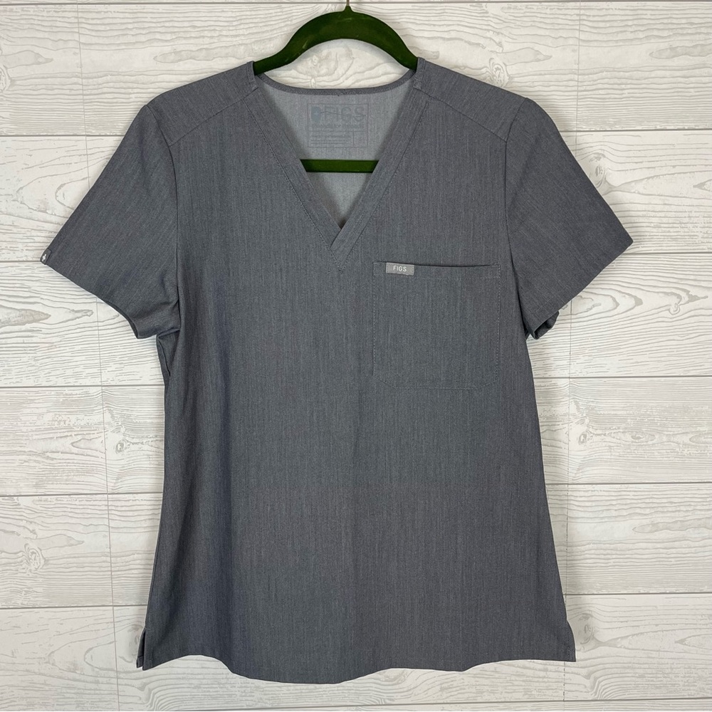 Figs Heather Gray Scrub Top Size Small